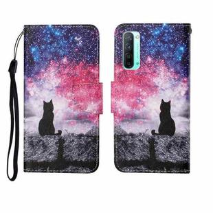 For OPPO Reno3 Painted Pattern Horizontal Flip Leathe Case(Starry Cat)