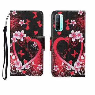 For OPPO Reno3 Painted Pattern Horizontal Flip Leathe Case(Red Heart)
