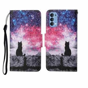 For OPPO Reno4 Painted Pattern Horizontal Flip Leathe Case(Starry Cat)