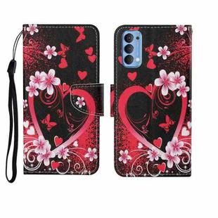 For OPPO Reno4 Painted Pattern Horizontal Flip Leathe Case(Red Heart)