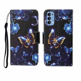 For OPPO Reno4 Painted Pattern Horizontal Flip Leathe Case(Moon Butterfly)