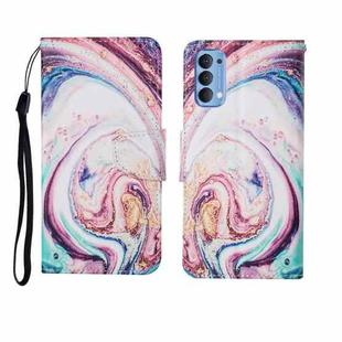 For OPPO Reno4 Painted Pattern Horizontal Flip Leathe Case(Whirlpool Marble)