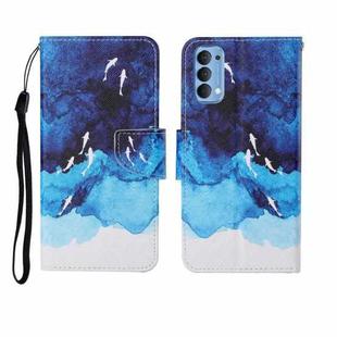 For OPPO Reno4 Painted Pattern Horizontal Flip Leathe Case(Watercolor Fish)