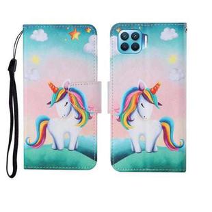 For OPPO Reno4 Lite Painted Pattern Horizontal Flip Leathe Case(Rainbow Unicorn)