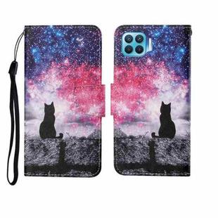 For OPPO F17 Pro Painted Pattern Horizontal Flip Leathe Case(Starry Cat)