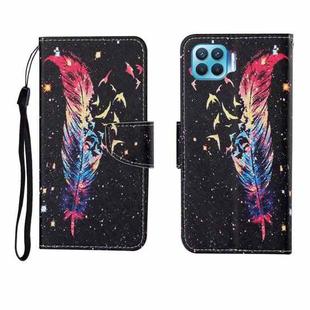 For OPPO F17 Pro Painted Pattern Horizontal Flip Leathe Case(Feather)