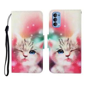 For OPPO Reno4 Pro Painted Pattern Horizontal Flip Leathe Case(Cat)