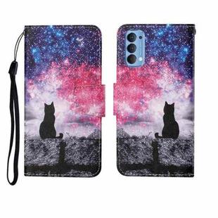 For OPPO Reno4 Pro Painted Pattern Horizontal Flip Leathe Case(Starry Cat)