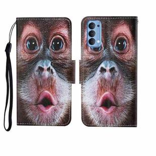 For OPPO Reno4 Pro Painted Pattern Horizontal Flip Leathe Case(Orangutan)