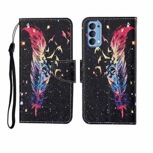 For OPPO Reno4 Pro Painted Pattern Horizontal Flip Leathe Case(Feather)