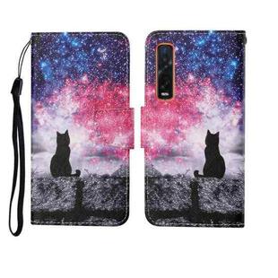 For OPPO Find X2 Pro Painted Pattern Horizontal Flip Leathe Case(Starry Cat)