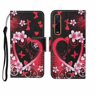 For OPPO Find X2 Pro Painted Pattern Horizontal Flip Leathe Case(Red Heart)
