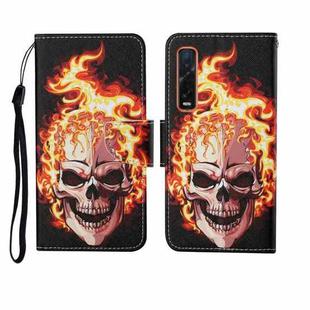 For OPPO Find X2 Pro Painted Pattern Horizontal Flip Leathe Case(Flame Skull)