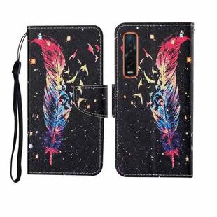 For OPPO Find X2 Pro Painted Pattern Horizontal Flip Leathe Case(Feather)