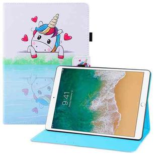 Colored Drawing Horizontal Flip PU Leather Case with Holder & Card Slots & Wallet & Sleep / Wake-up Function For iPad 9.7 (2018) / iPad 9.7 (2017)(Loving Unicorn)