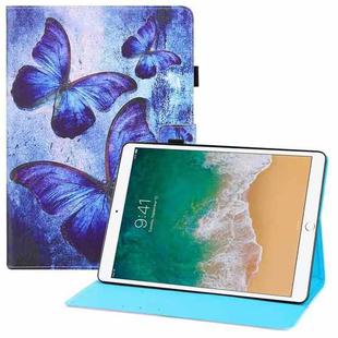 Colored Drawing Horizontal Flip PU Leather Case with Holder & Card Slots & Wallet & Sleep / Wake-up Function For iPad 9.7 (2018) / iPad 9.7 (2017)(Blue Butterflies)