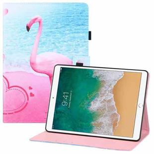 Colored Drawing Horizontal Flip PU Leather Case with Holder & Card Slots & Wallet & Sleep / Wake-up Function For iPad 9.7 (2018) / iPad 9.7 (2017)(Flamingo)