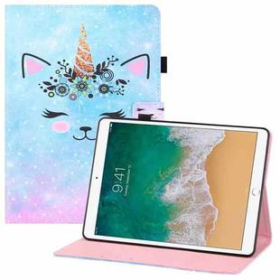 Colored Drawing Horizontal Flip PU Leather Case with Holder & Card Slots & Wallet & Sleep / Wake-up Function For iPad 9.7 (2018) / iPad 9.7 (2017)(Smiley Cat)
