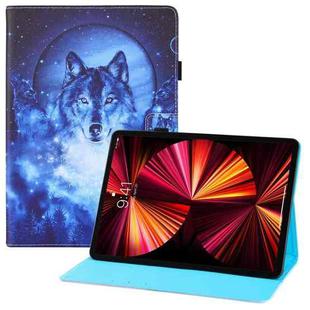 Colored Drawing Horizontal Flip PU Leather Case with Holder & Card Slots & Wallet & Sleep / Wake-up Function For iPad Pro 11(2018) / Pro 11(2020) / Air 10.9(2020)(Moon Wolf)