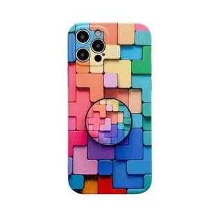 For iPhone 11 3D Cube IMD Shockproof Protective Case with Holder (Irregular)