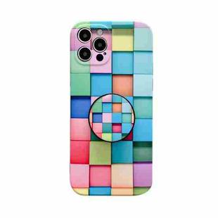For iPhone 12 Pro Max 3D Cube IMD Shockproof Protective Case with Holder(Square)