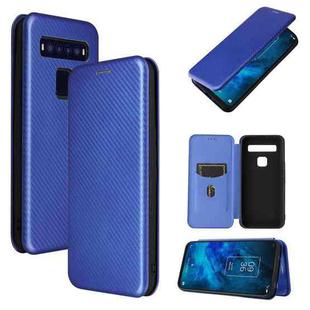 For TCL 10 5G UW(US Version) Carbon Fiber Texture Horizontal Flip TPU + PC + PU Leather Case with Card Slot(Blue)