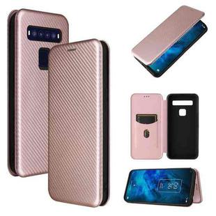 For TCL 10 5G UW(US Version) Carbon Fiber Texture Horizontal Flip TPU + PC + PU Leather Case with Card Slot(Pink)