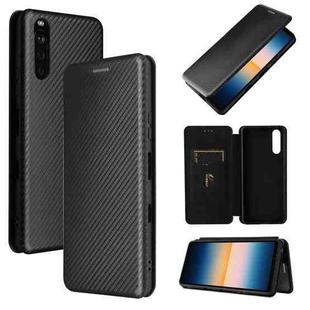 For Sony Xperia 10 III Carbon Fiber Texture Horizontal Flip TPU + PC + PU Leather Case with Card Slot(Black)