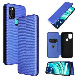 For UMIDIGI A9 Carbon Fiber Texture Horizontal Flip TPU + PC + PU Leather Case with Card Slot(Blue)