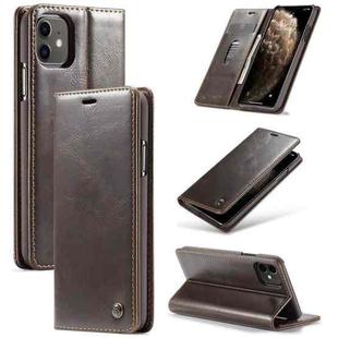 For iPhone 11 CaseMe-003 PU + PC Business Style Crazy Horse Texture Horizontal Flip Leather Case with Holder & Card Slots & Wallet(Brown)