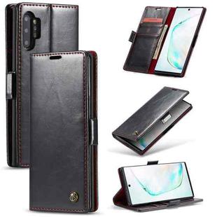 For Galaxy Note 10+ CaseMe-003 PU + PC Business Style Crazy Horse Texture Horizontal Flip Leather Case with Holder & Card Slots & Wallet(Black)