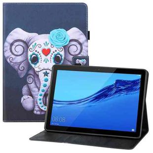 For Huawei MediaPad M5 lite 10.1 Colored Drawing Horizontal Flip PU Leather Case with Holder & Card Slots & Wallet(Mask Elephant)
