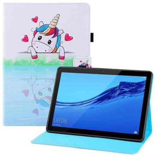 For Huawei MediaPad T5 Colored Drawing Horizontal Flip PU Leather Case with Holder & Card Slots & Wallet(Loving Unicorn)