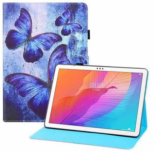 For Huawei Enjoy Tablet 2 10.1 / MatePad T 10s Colored Drawing Horizontal Flip PU Leather Case with Holder & Card Slots & Wallet(Blue Butterflies)