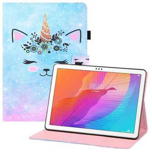 For Huawei Enjoy Tablet 2 10.1 / MatePad T 10s Colored Drawing Horizontal Flip PU Leather Case with Holder & Card Slots & Wallet(Smiley Cat)