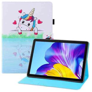 For Honor Pad 6 10.1 Colored Drawing Horizontal Flip PU Leather Case with Holder & Card Slots & Wallet(Loving Unicorn)