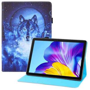 For Honor Pad 6 10.1 Colored Drawing Horizontal Flip PU Leather Case with Holder & Card Slots & Wallet(Moon Wolf)