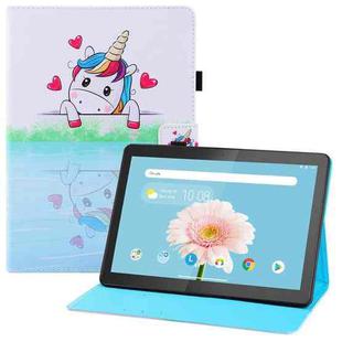 For Lenovo Tab M10 TB-X505 / X605F Colored Drawing Horizontal Flip PU Leather Case with Holder & Card Slots & Wallet(Loving Unicorn)