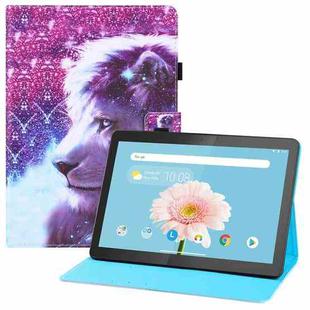 For Lenovo Tab M10 TB-X505 / X605F Colored Drawing Horizontal Flip PU Leather Case with Holder & Card Slots & Wallet(Lion)