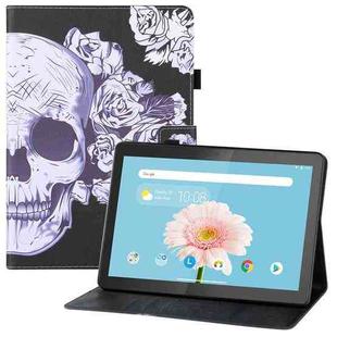 For Lenovo Tab M10 TB-X505 / X605F Colored Drawing Horizontal Flip PU Leather Case with Holder & Card Slots & Wallet(Flower Skull)