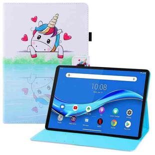 For Lenovo Tab M10 FHD Plus TB-X606F Colored Drawing Horizontal Flip PU Leather Case with Holder & Card Slots & Wallet(Loving Unicorn)