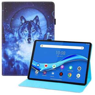 For Lenovo Tab M10 FHD Plus TB-X606F Colored Drawing Horizontal Flip PU Leather Case with Holder & Card Slots & Wallet(Moon Wolf)