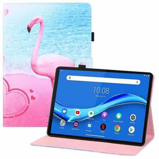 For Lenovo Tab M10 FHD Plus TB-X606F Colored Drawing Horizontal Flip PU Leather Case with Holder & Card Slots & Wallet(Flamingo)