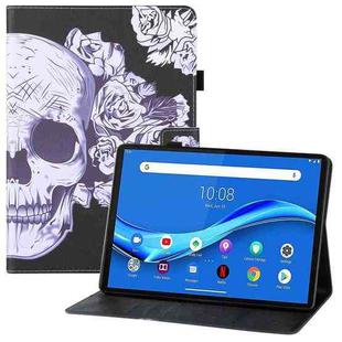 For Lenovo Tab M10 FHD Plus TB-X606F Colored Drawing Horizontal Flip PU Leather Case with Holder & Card Slots & Wallet(Flower Skull)