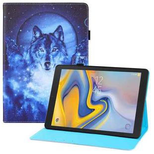 For Samsung Galaxy Tab A 8.0 (2018) T387 Colored Drawing Horizontal Flip PU Leather Case with Holder & Card Slots & Wallet(Moon Wolf)