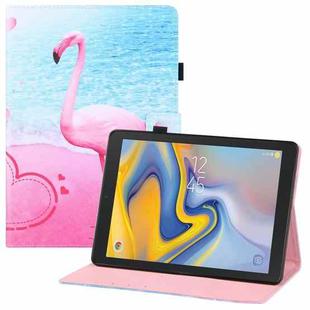 For Samsung Galaxy Tab A 8.0 (2018) T387 Colored Drawing Horizontal Flip PU Leather Case with Holder & Card Slots & Wallet(Flamingo)
