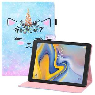 For Samsung Galaxy Tab A 8.0 (2018) T387 Colored Drawing Horizontal Flip PU Leather Case with Holder & Card Slots & Wallet(Smiley Cat)