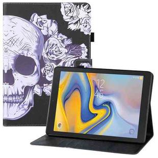 For Samsung Galaxy Tab A 8.0 (2018) T387 Colored Drawing Horizontal Flip PU Leather Case with Holder & Card Slots & Wallet(Flower Skull)