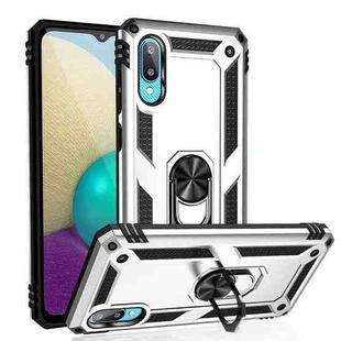 For Samsung Galaxy A02 / M02 Shockproof TPU + PC Protective Case with 360 Degree Rotating Holder(Silver)