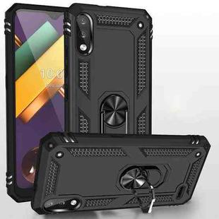 For LG K22 Shockproof TPU + PC Protective Case with 360 Degree Rotating Holder(Black)